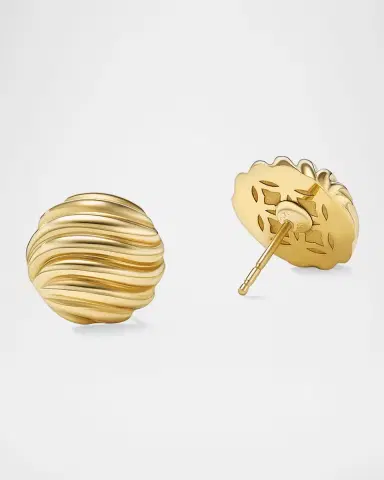 David Yurman Sculpted Cable Stud Earrings in 18K Gold, 14mm | Thumbnail 2