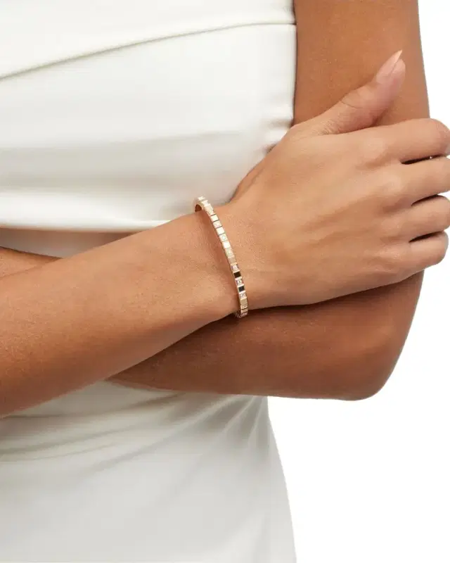 Ice Cube 18K Rose Gold Alternating Diamond Bracelet, Size Medium