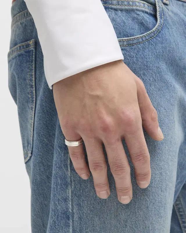 Men 's  Tag Ring, 6mm Silver