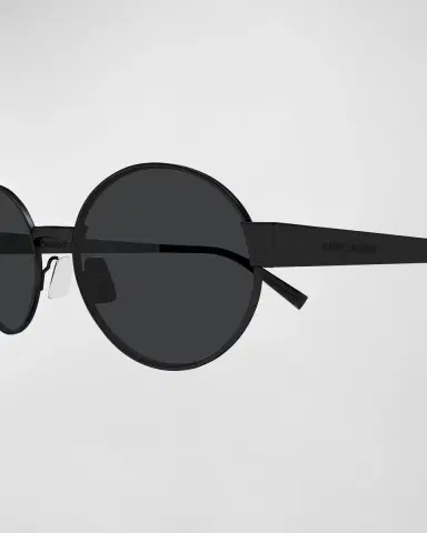 Saint Laurent Logo Metal Oval Sunglasses | Thumbnail 2 Saint Laurent Logo Metal Oval Sunglasses | Thumbnail 2