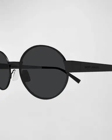 Saint Laurent Logo Metal Oval Sunglasses | Thumbnail 3 Saint Laurent Logo Metal Oval Sunglasses | Thumbnail 3