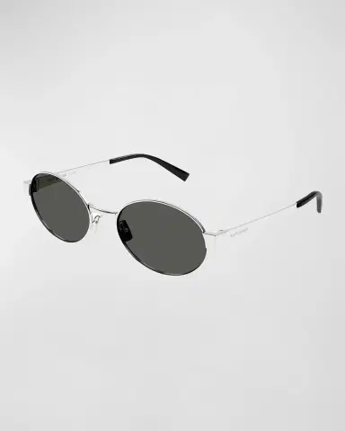 Saint Laurent Logo Metal Oval Sunglasses | Thumbnail 3