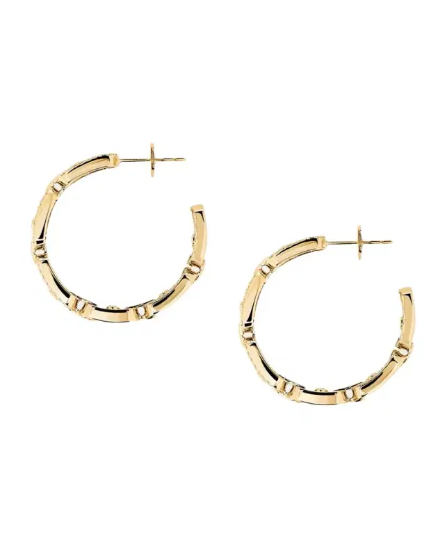 MOVE LINK 18K YELLOW GOLD DIAMOND HOOP EARRINGS