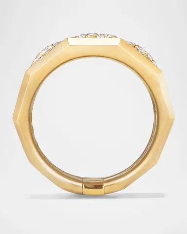 David Yurman Stax Five Row Ring in 18K Yellow Gold with Diamonds, 21mm | Thumbnail 4
