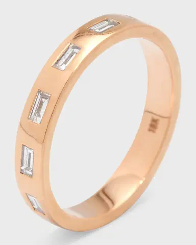 Walters Faith Ottoline Rose Gold Band Ring with Gypsy-Set Baguettes | Thumbnail 3