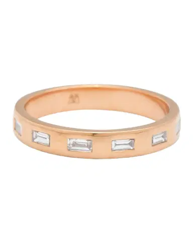 Walters Faith Ottoline Rose Gold Band Ring with Gypsy-Set Baguettes | Thumbnail 1