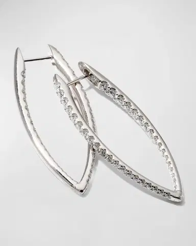 Mémoire 18k White Gold Diamond Imperial Hoop Earrings, 1.66tcw | Thumbnail 2