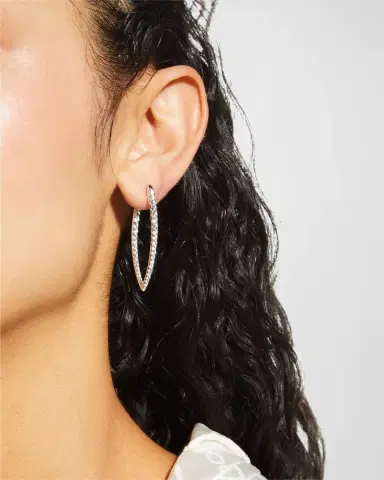 Mémoire 18k White Gold Diamond Imperial Hoop Earrings, 1.66tcw | Thumbnail 1