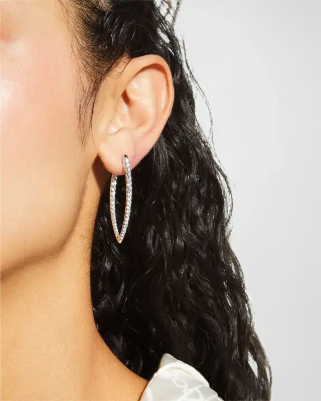 18k White Gold Diamond Imperial Hoop Earrings, 1.66tcw
