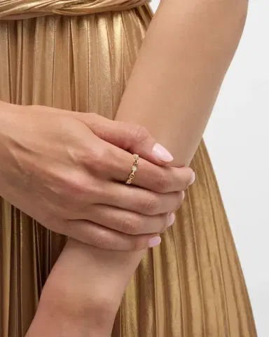 Hoorsenbuhs 18K Yellow Gold Micro Tri-Link II Ring with Diamonds, Size 7 | Thumbnail 2