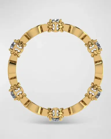 Hoorsenbuhs 18K Yellow Gold Micro Tri-Link II Ring with Diamonds, Size 7 | Thumbnail 3