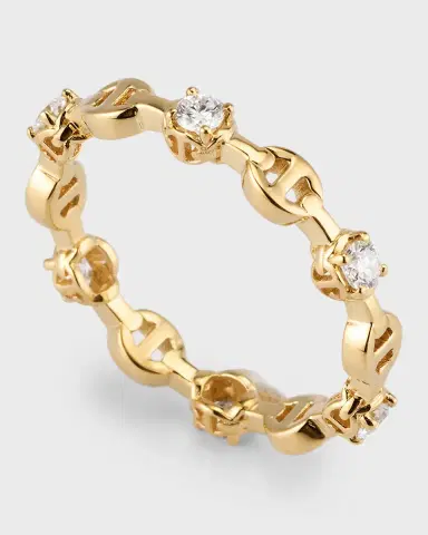 Hoorsenbuhs 18K Yellow Gold Micro Tri-Link II Ring with Diamonds, Size 7 | Thumbnail 4