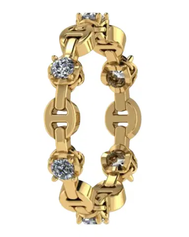 Hoorsenbuhs 18K Yellow Gold Micro Tri-Link II Ring with Diamonds, Size 7 | Thumbnail 1