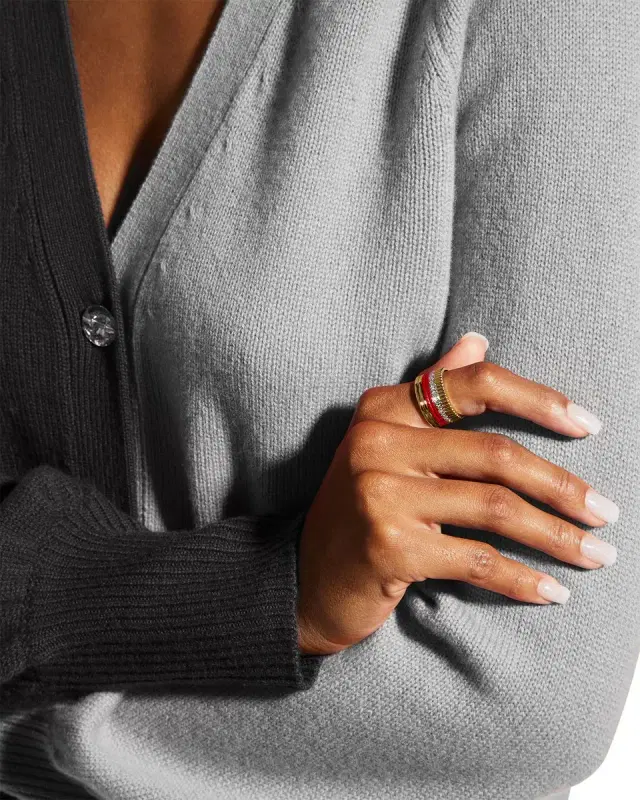 Quatre 18K Tricolor Gold Ceramic Large Ring