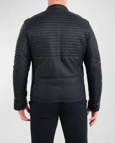 Maceoo Men's Matte Leather Moto Jacket | Thumbnail 2