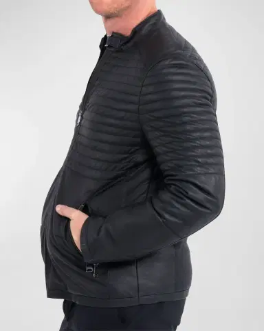 Maceoo Men's Matte Leather Moto Jacket | Thumbnail 3