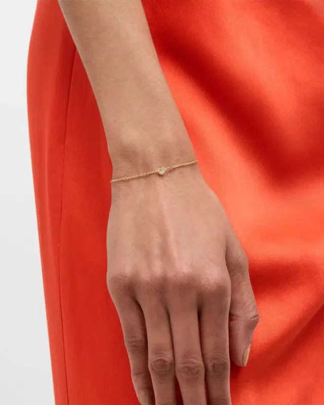 18K Yellow Gold Heart Diamond Bracelet