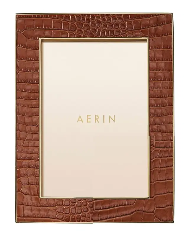 AERIN Classic Crocodile Leather Frame, 5x7
