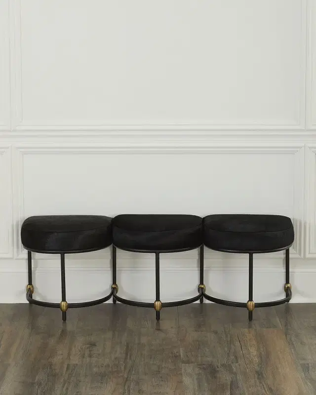 Arteriors Blaire 3-Seat Hair on Hide Bench - 55"