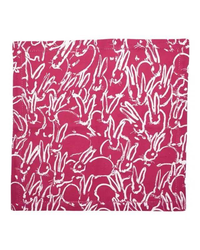 Hunt Slonem Fluffle Khadi Printed Linen Dinner Napkin, 20 x 20