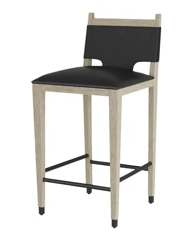Arteriors Burdock Leather Bar Stool, 32"