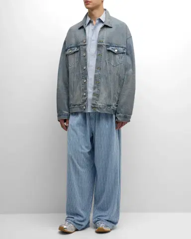Balenciaga Men 's Large Striped Pajama Pants | Thumbnail 3