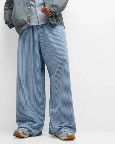 Balenciaga Men 's Large Striped Pajama Pants | Thumbnail 6
