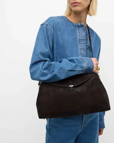 TOTEME T-Lock Suede Top-Handle Bag | Thumbnail 4