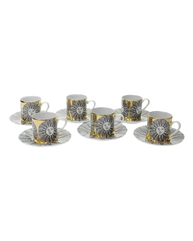 FORNASETTI Set 6 Coffee Cups Sole Sunny Face