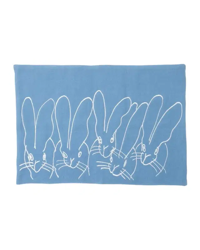 Hunt Slonem Band of Bunnies Embroidered Linen Placemat