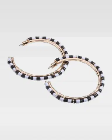 Elsie Frieda Anguilla Hoop Earrings with Heishi Beads | Thumbnail 2