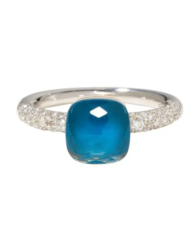 Nudo 18K Gold Ring White Topaz & Diamonds, EU 52 / US 6