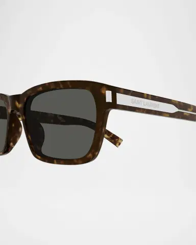 Saint Laurent Men's Rectangle Acetate Sunglasses with Logo Detail | Thumbnail 2