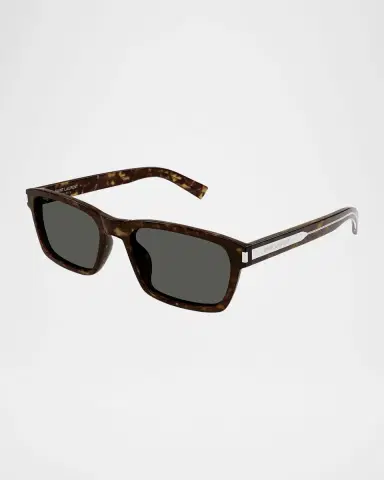 Saint Laurent Men's Rectangle Acetate Sunglasses with Logo Detail | Thumbnail 3