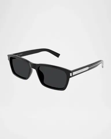 Saint Laurent Men 's Rectangle Acetate Sunglasses with Logo Detail | Thumbnail 3 Saint Laurent Men 's Rectangle Acetate Sunglasses with Logo Detail | Thumbnail 3