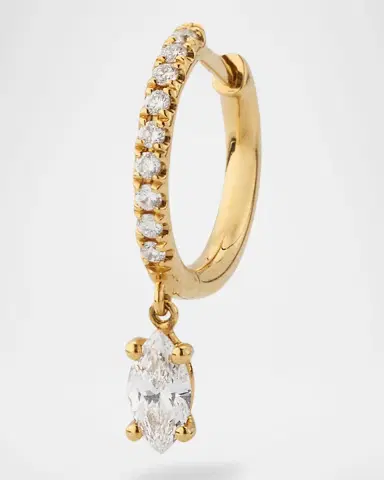 Anita Ko 18K Yellow Gold Single Diamond Huggie Earrings with Marquise Diamond Drop | Thumbnail 2