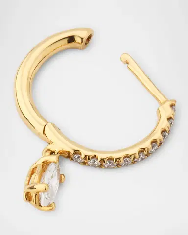 Anita Ko 18K Yellow Gold Single Diamond Huggie Earrings with Marquise Diamond Drop | Thumbnail 3