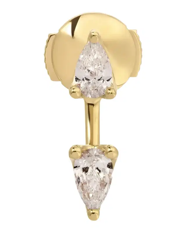 18K Yellow Gold Pear Diamond Orbit Earring, Single
