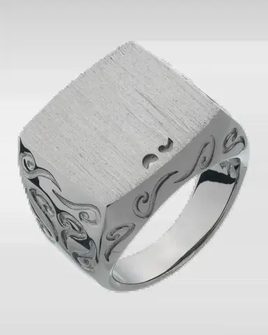 Marco Dal Maso Men's Ara Square Signet Ring, Silver | Thumbnail 2 Marco Dal Maso Men's Ara Square Signet Ring, Silver | Thumbnail 2