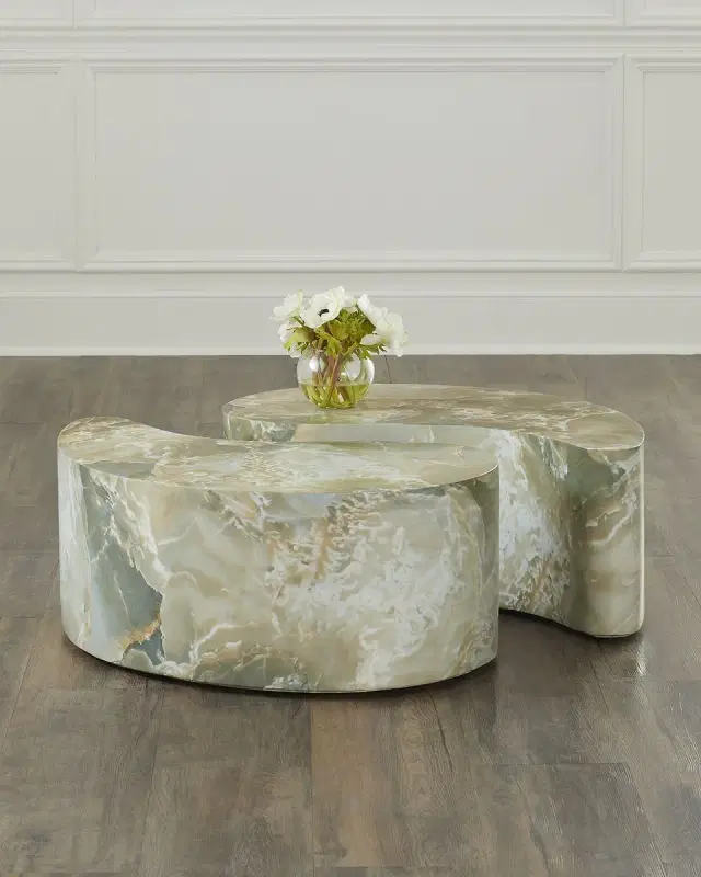 Arteriors Adeline Faux Marble Coffee Tables, Set of 2