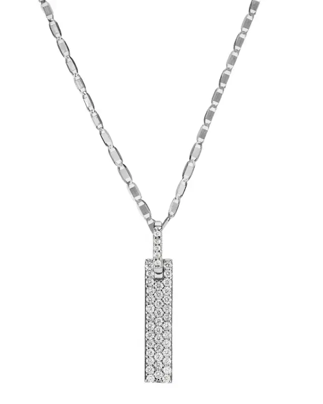 Flawless Skinny Verticle Tag Pendant Necklace