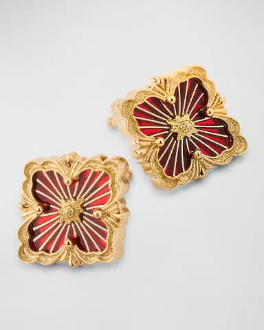Buccellati Opera Tulle Button Earrings with Red Enamel | Thumbnail 2