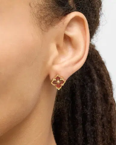 Buccellati Opera Tulle Button Earrings with Red Enamel | Thumbnail 1