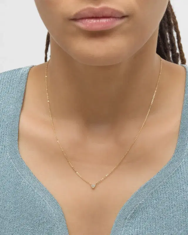18K Yellow Gold Heart Diamond Necklace