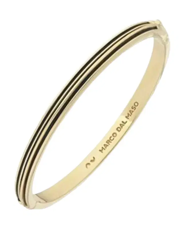 Men 's Acies 18K Yellow Gold Polished Silver Cuff with Black Enamel