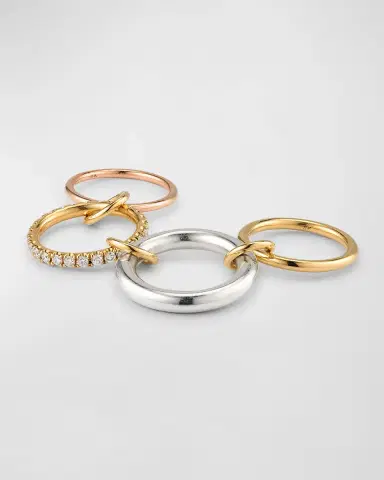 Spinelli Kilcollin 18K Mixed Gold and Sterling Silver 4-Band Ring with Diamonds | Thumbnail 2 Spinelli Kilcollin 18K Mixed Gold and Sterling Silver 4-Band Ring with Diamonds | Thumbnail 2