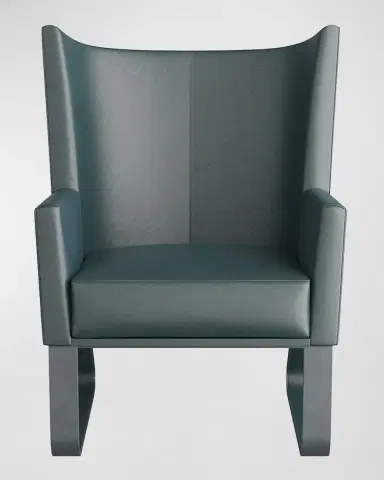 Arteriors Bleu Leather Wingback Chair | Thumbnail 2