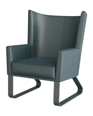 Arteriors Bleu Leather Wingback Chair | Thumbnail 1