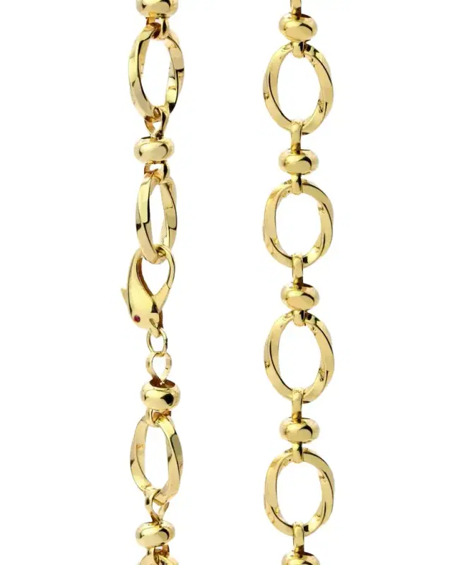 18K Yellow Gold Twisted Oval Chain Necklace, 17"