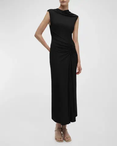 SIMKHAI Acacia Sleeveless Draped Midi Dress | Thumbnail 2 SIMKHAI Acacia Sleeveless Draped Midi Dress | Thumbnail 2
